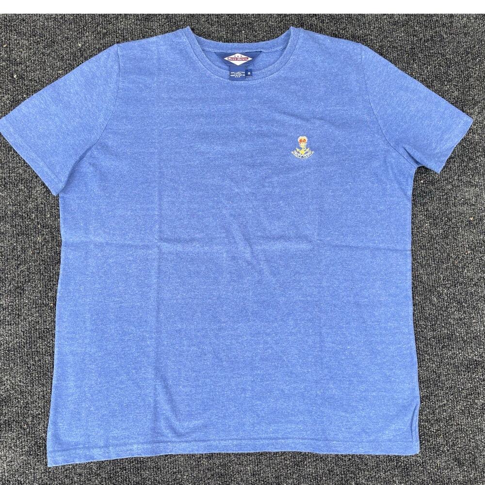 VTG Ruff Hewn Blue Embroidered T-Shirt Made in USA size S